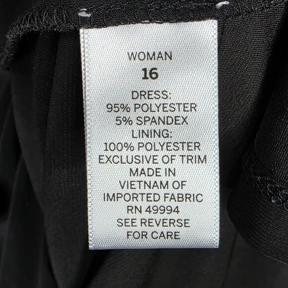 Womens Dressbarn Sleeveless Black Tank Dress Floral Round Neckline Polyester 16 - Picture 5 of 10